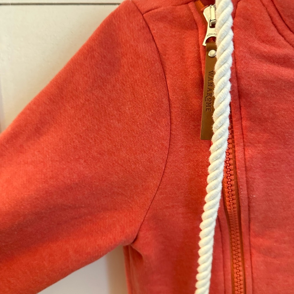WANAKOME XS Oversized Coral side zip cotton blend woman zip sweatshirt Causal - Picture 6 of 16
